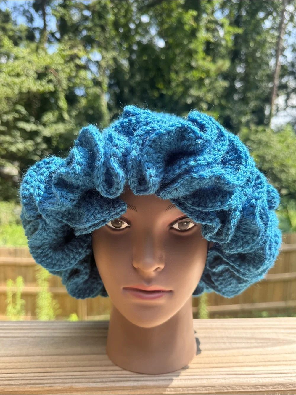 Wave Blue Handmade Crochet Ruffle Hat
